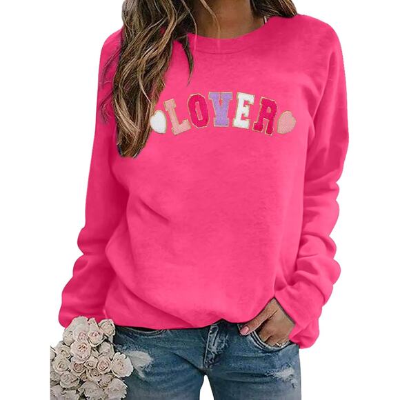 New In Package! Womens XL Cotton Blend Lover Graphic Sweatshirt in Pink - Picture 1 of 3